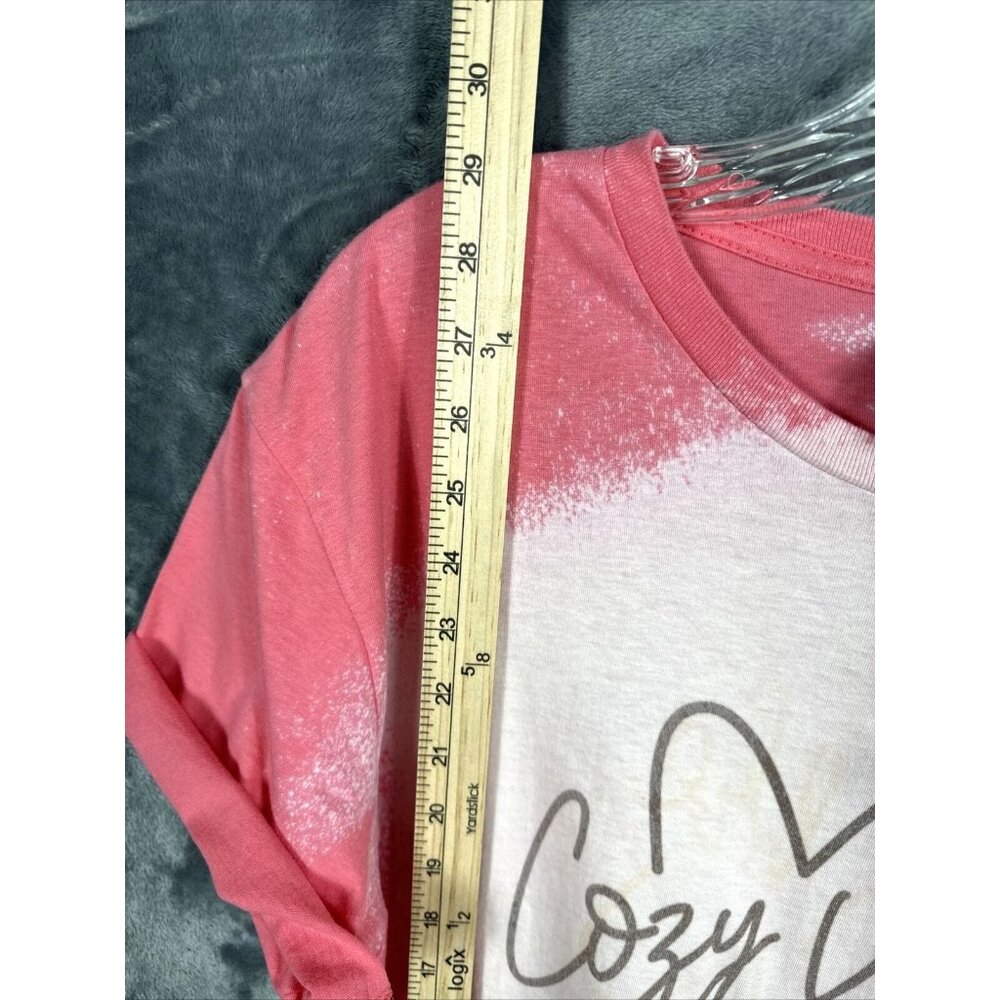 Women’s T-shirt Cozy Vibes Bleached Pink Size Adult Large Soft & Comfy Shirt - Picture 5 of 8